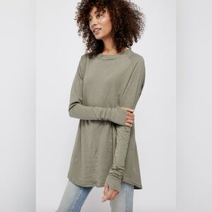 Free People - We The Free Arden Thumbhole Oversized Army Green Long Sleeve Top S